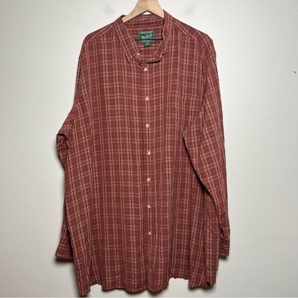Woolrich Other - Woolrich Men Button Down Shirt 3XLT Burnt Orange Geometric‎ Plaid Cotton Modal